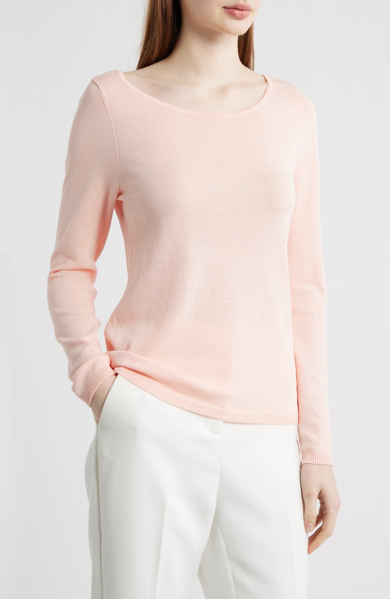 Tahari ASL Boat Neck Sweater, Main, color, Slipper Pink