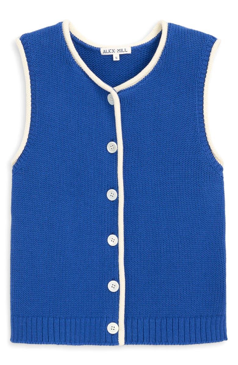 Alex Mill Bridget Tipped Sweater Vest, Alternate, color, Cosmic Blue/ Ivory