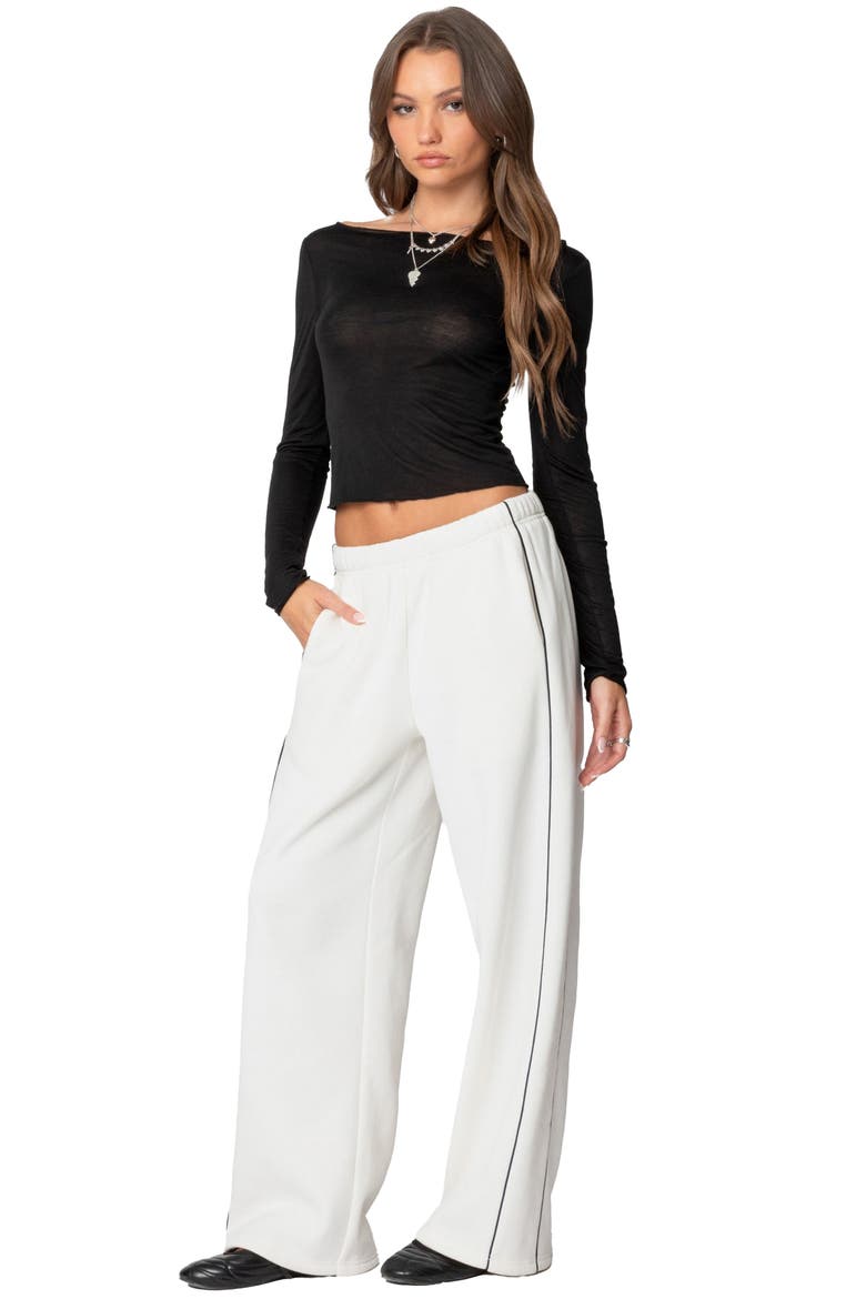 Rach Semisheer Boat Neck Top, Alternate, color, BLACK