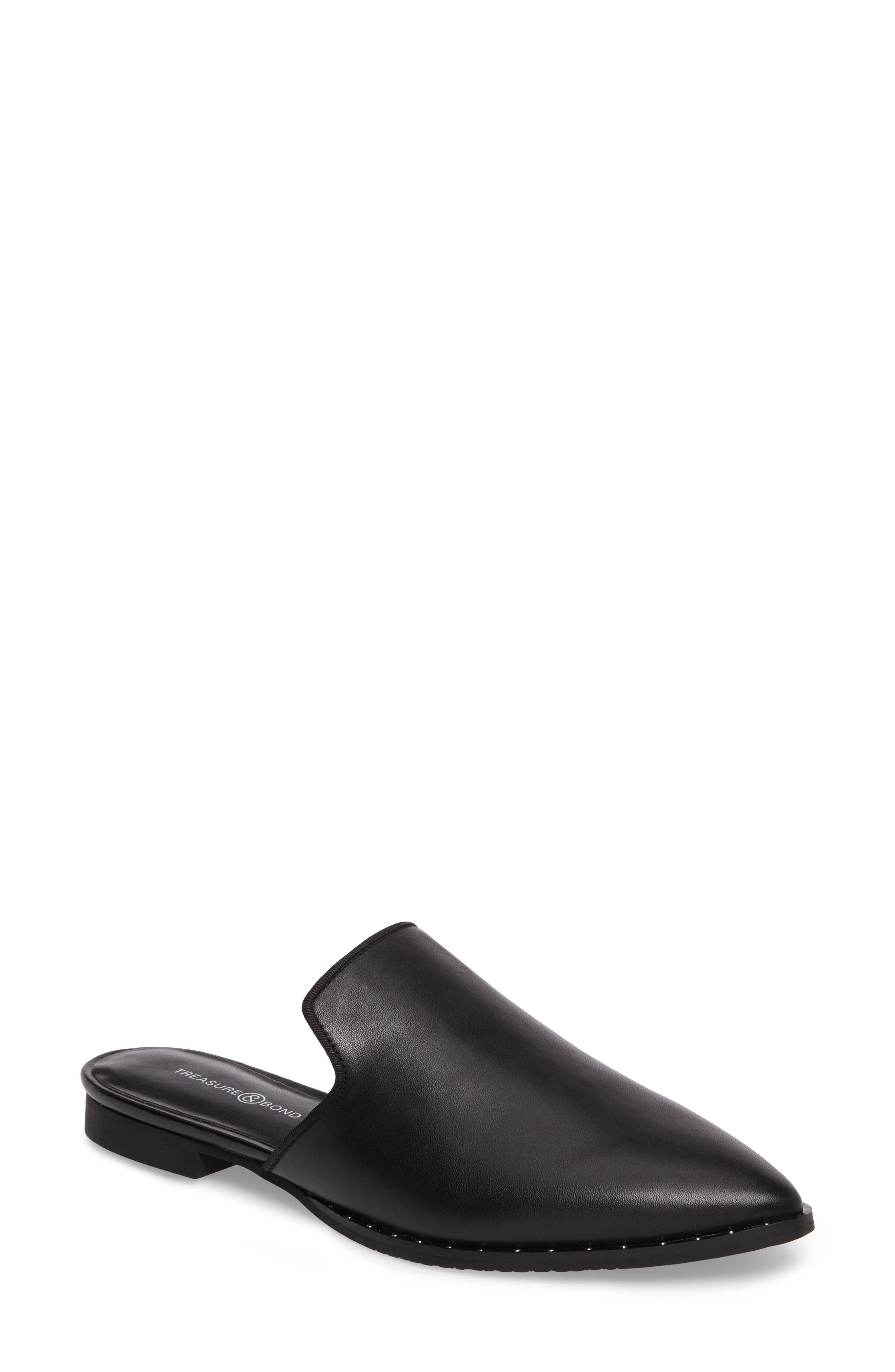 Keaton Loafer Mule, Main, color, BLACK LEATHER