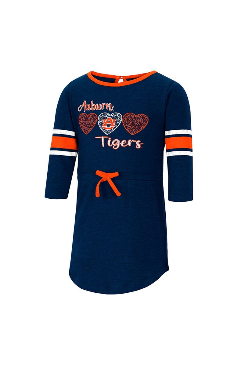 COLOSSEUM Girls Toddler Colosseum Heathered Navy Auburn Tigers Poppin Sleeve Stripe Dress, Alternate, color, 