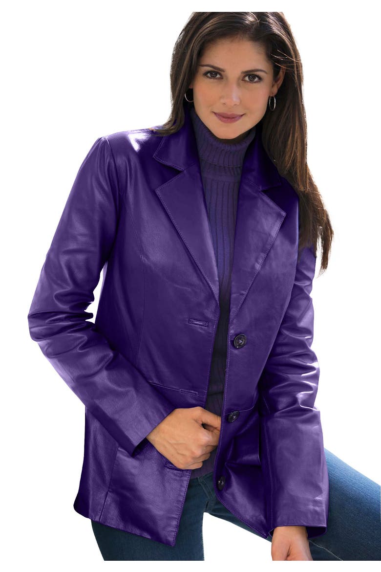 Leather Blazer, Main, color, MIDNIGHT VIOLET