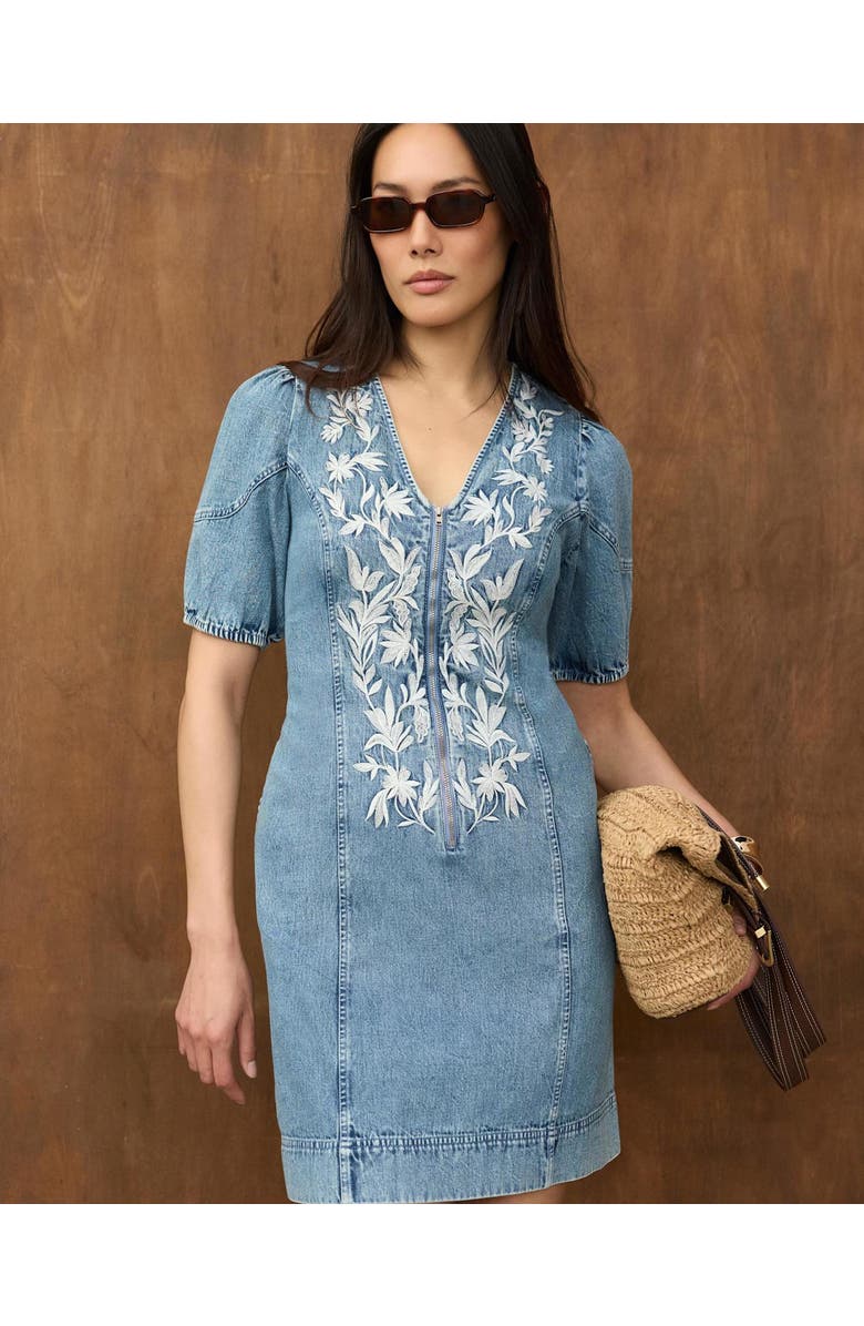 MINT VELVET Embroidered Denim Mini Dress, Alternate, color,