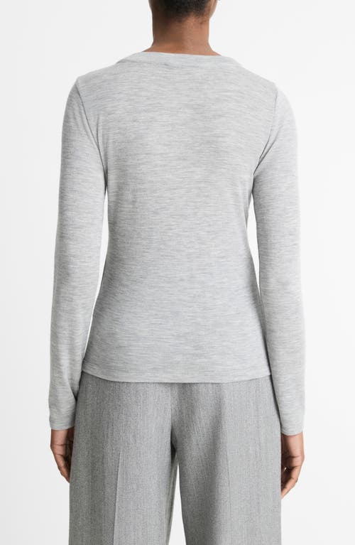 Vince Merino Wool Henley In Heather Stone Grey