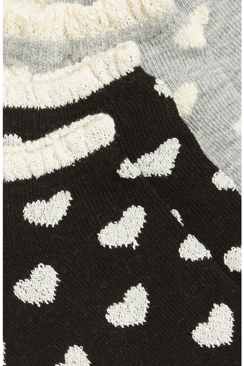 Heart Print Ankle Socks, Alternate, color, BLACK