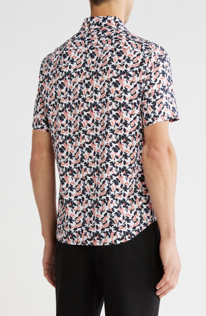 Michael Kors Slim Fit Floral Short-Sleeve Button-Up Shirt, Alternate, color,