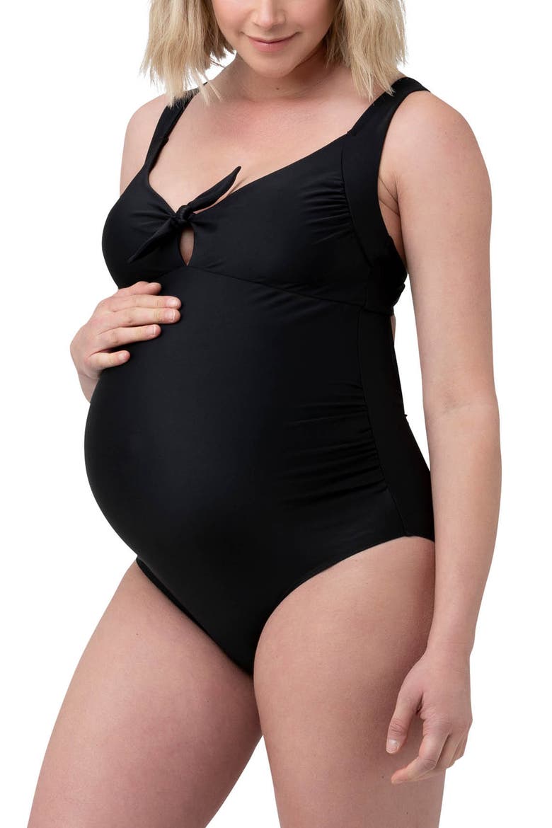 Tie Front One Piece, Alternate, color, Black