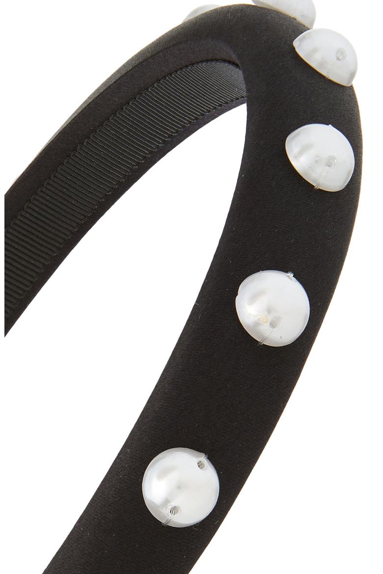 imitation pearl skinny headband, Alternate, color, BLACK