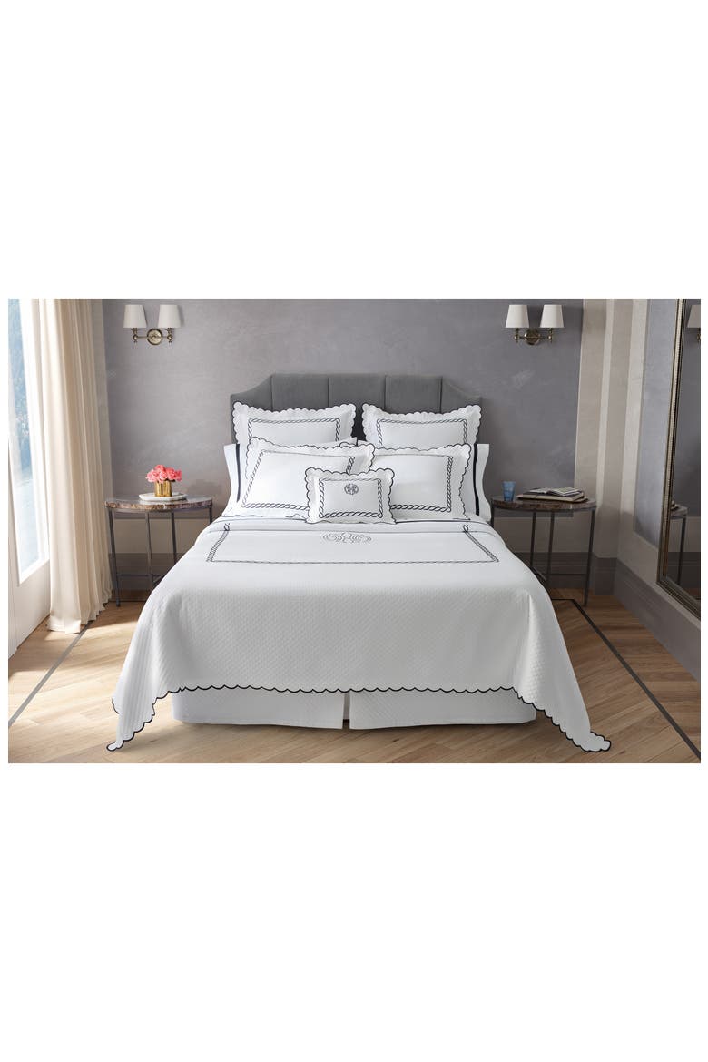 Classic Chain Scallop Matelassé Coverlet, Alternate, color, POOL/ BONE