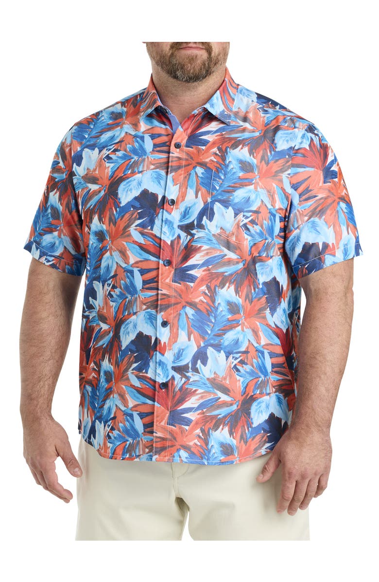 Tommy Bahama Big & Tall Coconut Point Firecracker Sport Shirt, Main, color, Poppy Red