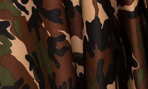 L I V D Bella Donna Camo Tie Neck Long Sleeve Maxi Shirtdress In Camo