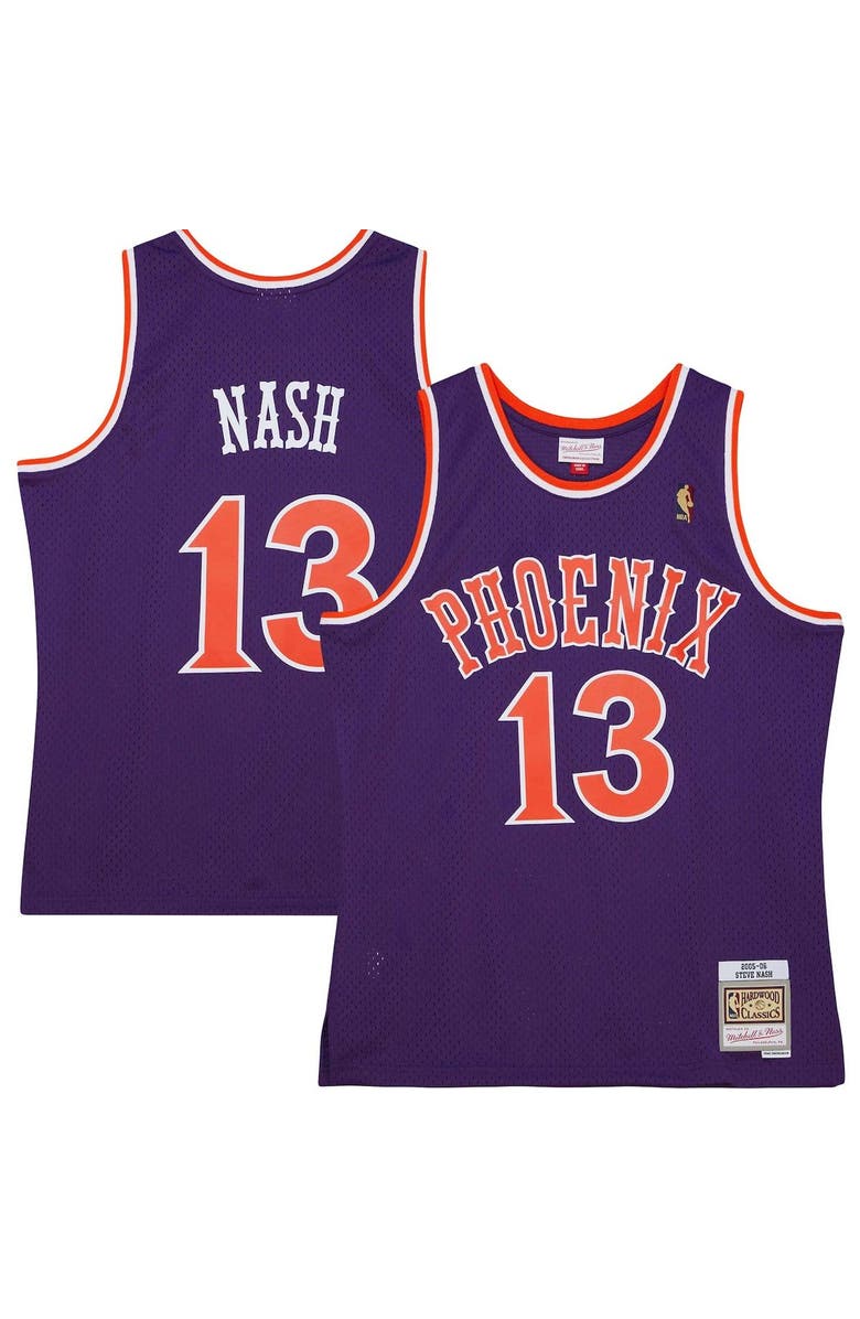 Mitchell & Ness Men's Mitchell & Ness Steve Nash Purple Phoenix Suns 2001/02 Hardwood Classics Swingman Jersey, Alternate, color, 