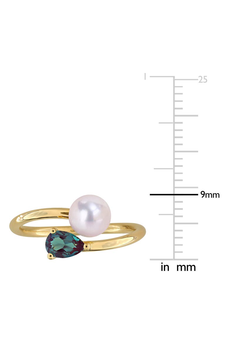 6-6.5mm Cultured Freshwater Pearl & Stone Bypass Ring, Alternate, color, GREEN