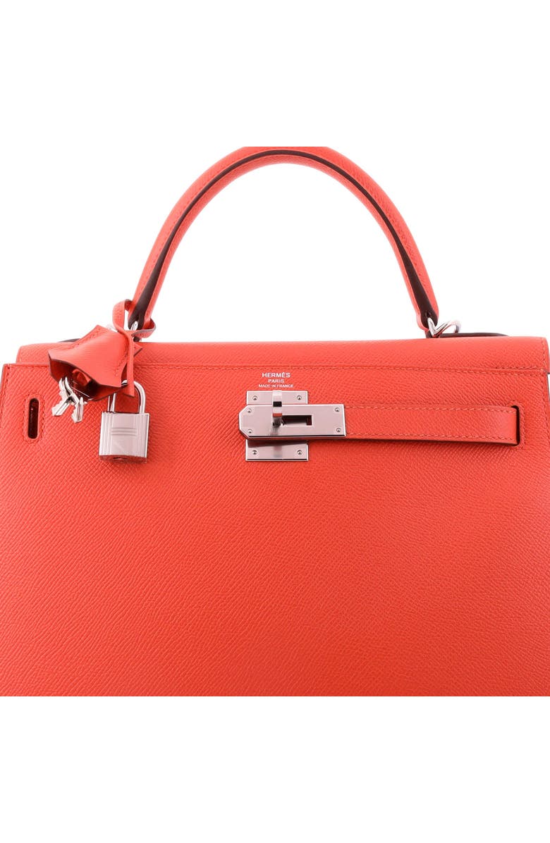 Pre-Owned Hermes Kelly Handbag Orange Epsom with Palladium Hardware 28, Alternate, color, Capucine