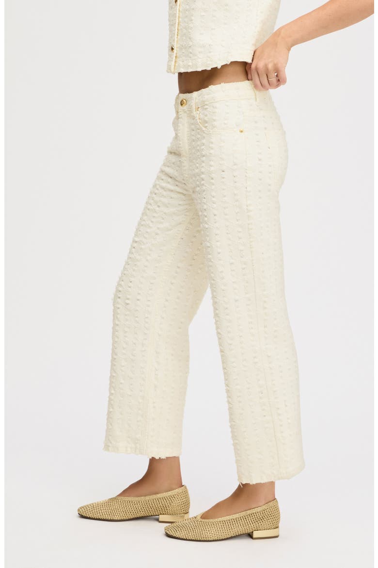Laser Fray High Waist Cotton Pants, Alternate, color, ECRU