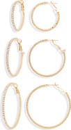 Tasha 3-Pack Pavé Crystal Hoop Earrings