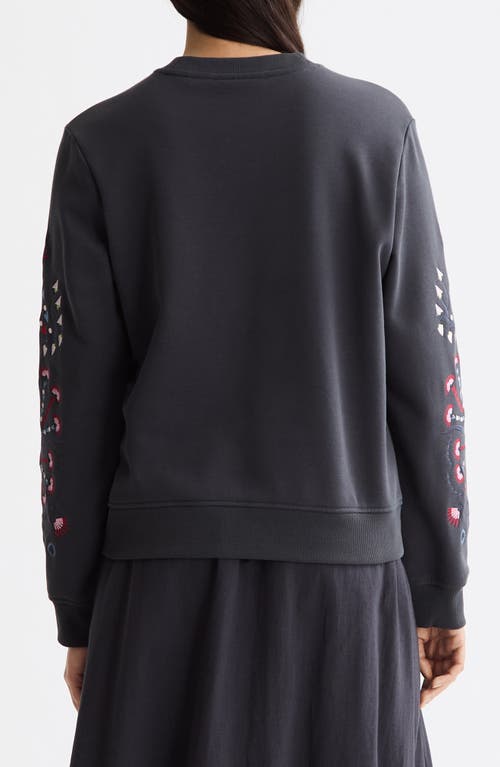 Scotch & Soda Embroidered Regular Fit Crewneck Sweatshirt In Black