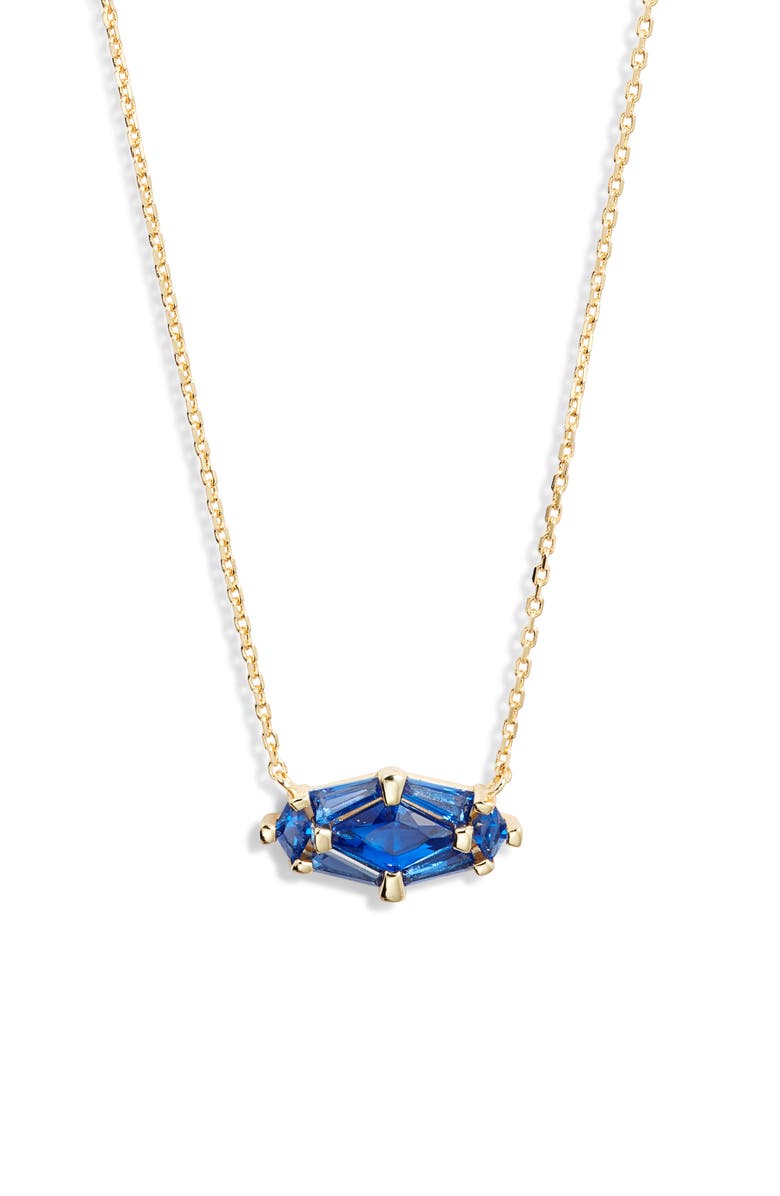Kendra Scott Short Lindy Rae Pendant Necklace, Main, color, Gold Blue Crystal