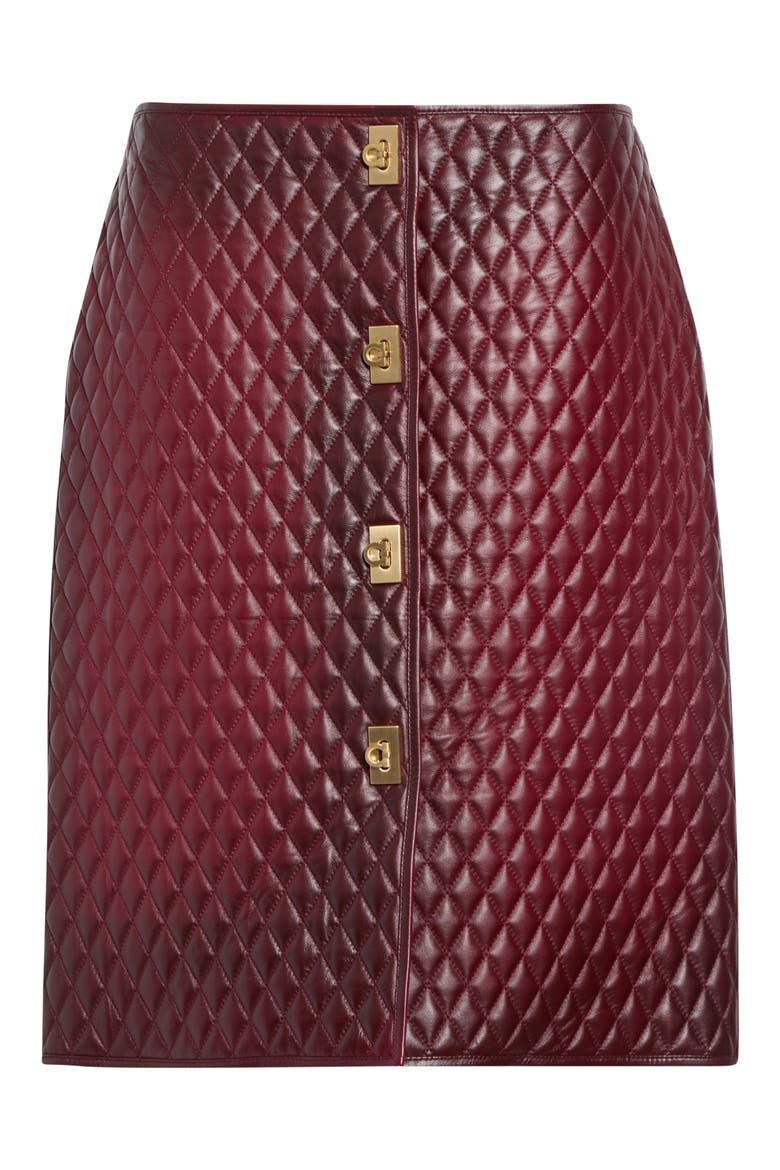Plongé Nappa Leather Skirt, Alternate, color, MAROON BORDEAUX