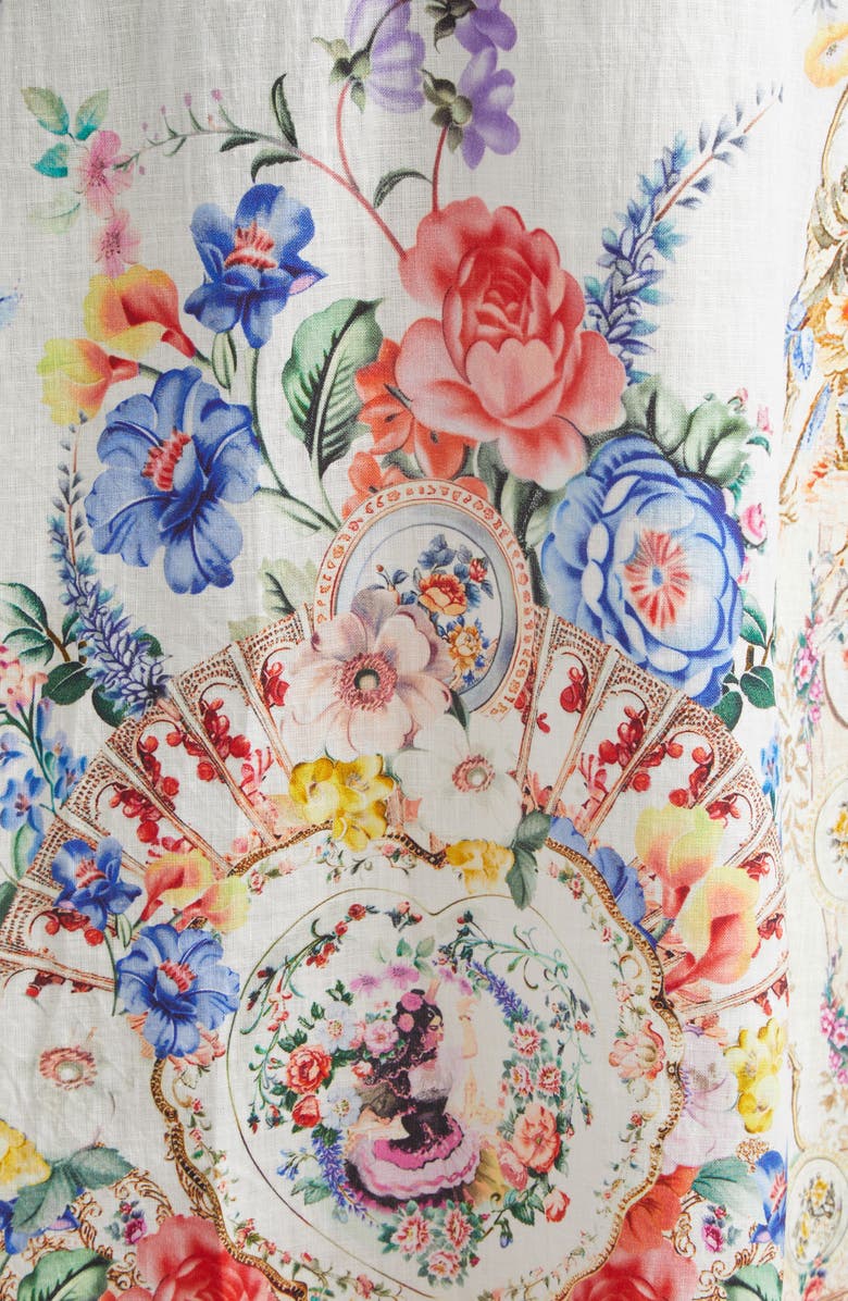 Camilla I Left My Heart in Granada Print Tie Waist Linen Shirtdress, Alternate, color, I Left My Heart In Granada