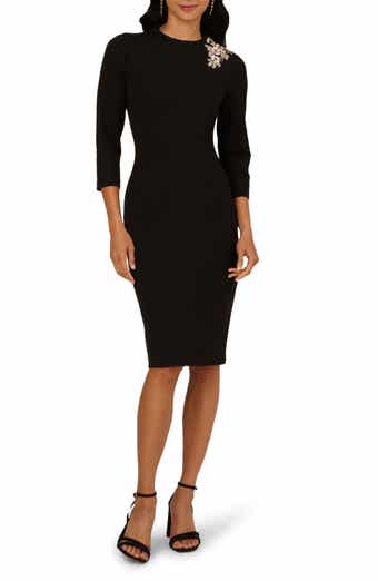 Adrianna Papell Floral Appliqué Crepe Sheath Cocktail Dress