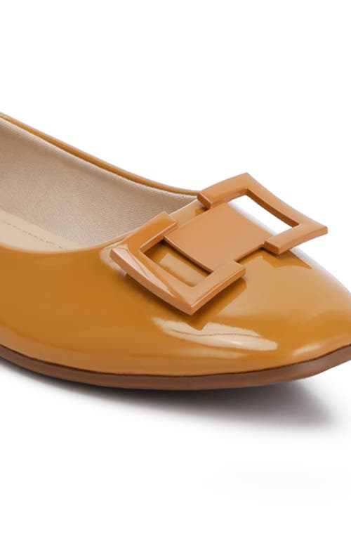 London Rag Nek Embellished Flat Ballerinas In Tan