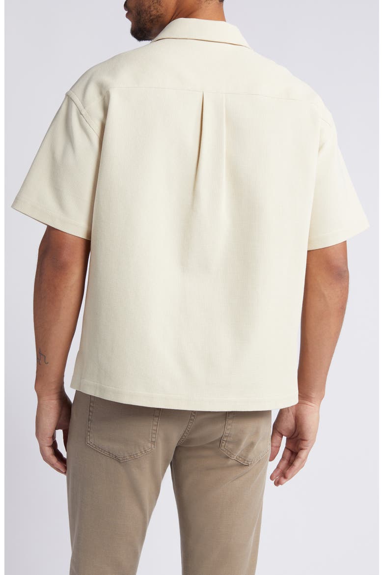 Textured Short Sleeve Button-Up Shirt, Alternate, color, BEIGE