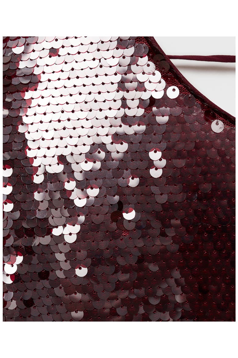 Scoop Back Long Sleeve Sequin Minidress, Alternate, color, MAROON