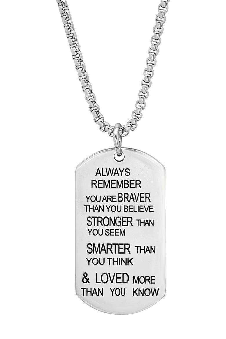 Inspiration Dog Tag Necklace, Main, color, METALLIC