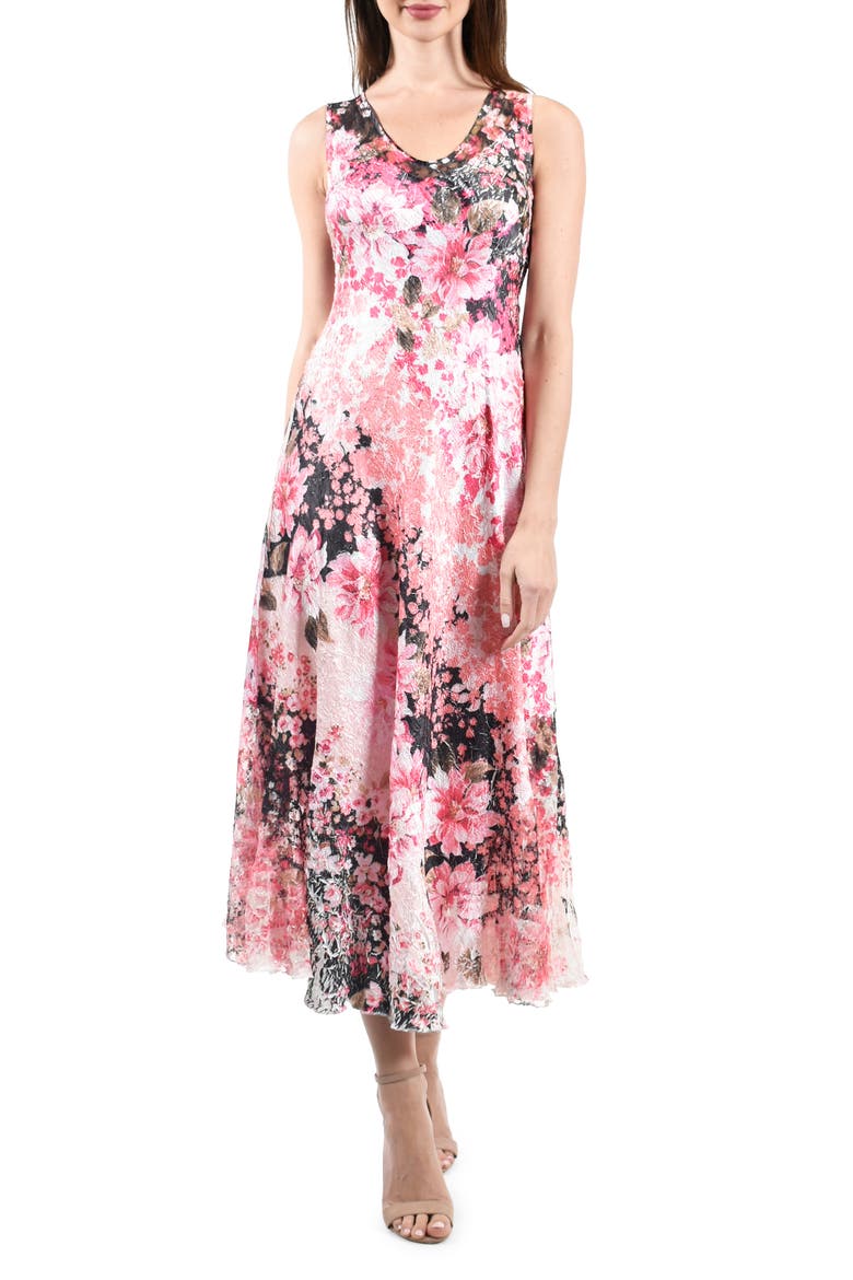 Lace-Up Back Charmeuse Maxi Dress, Main, color, CORAL SUNRISE