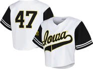 Established & Co. Women's Established & Co. White Iowa Hawkeyes Baseball Jersey Cropped T-Shirt