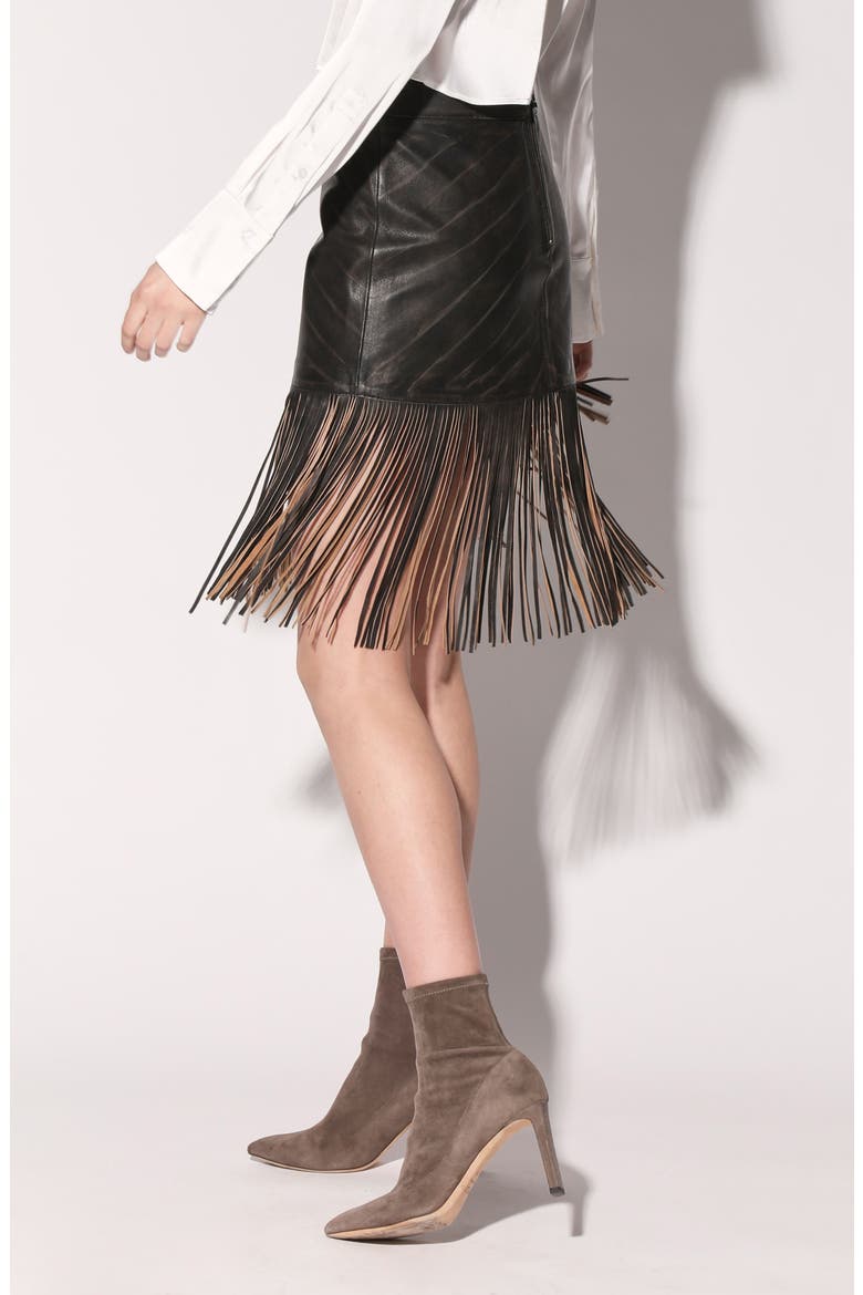 Sabrina High Waist Leather Skirt, Alternate, color, BLACK BEIGE