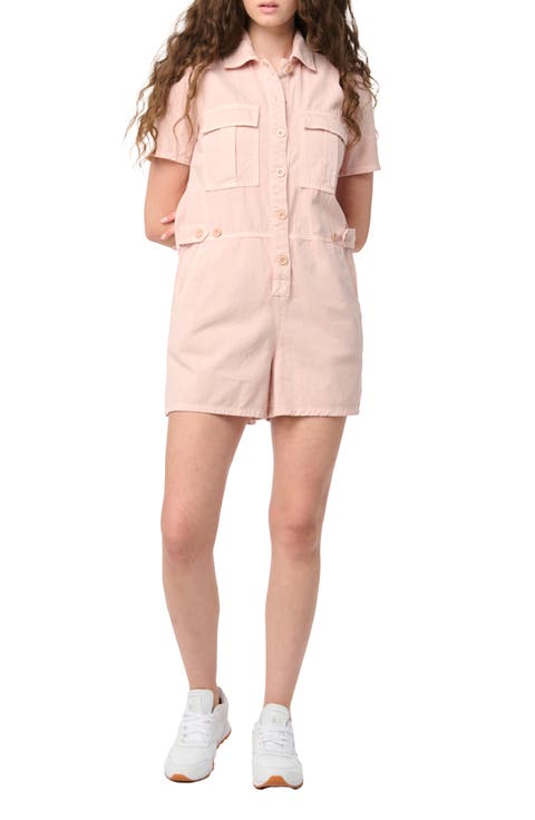 Short Sleeve Cotton Utility Romper
