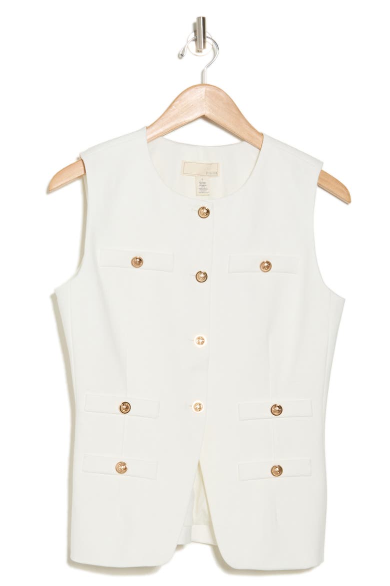 Button Front Vest, Alternate, color, GARDENIA