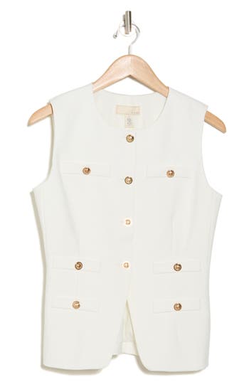By Design Button Front Vest In Gardenia