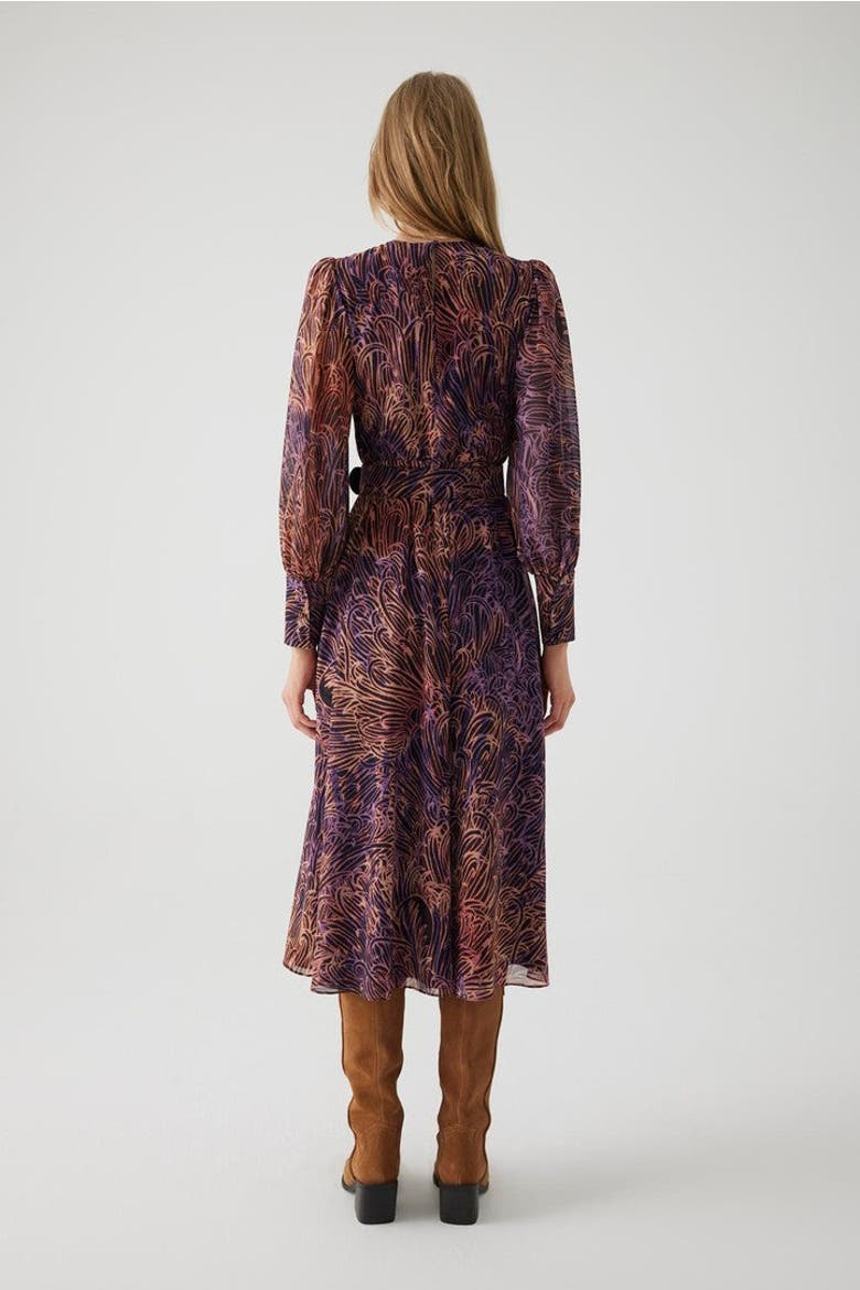 Adrienne Midi Dress, Alternate, color, Purple Patterned
