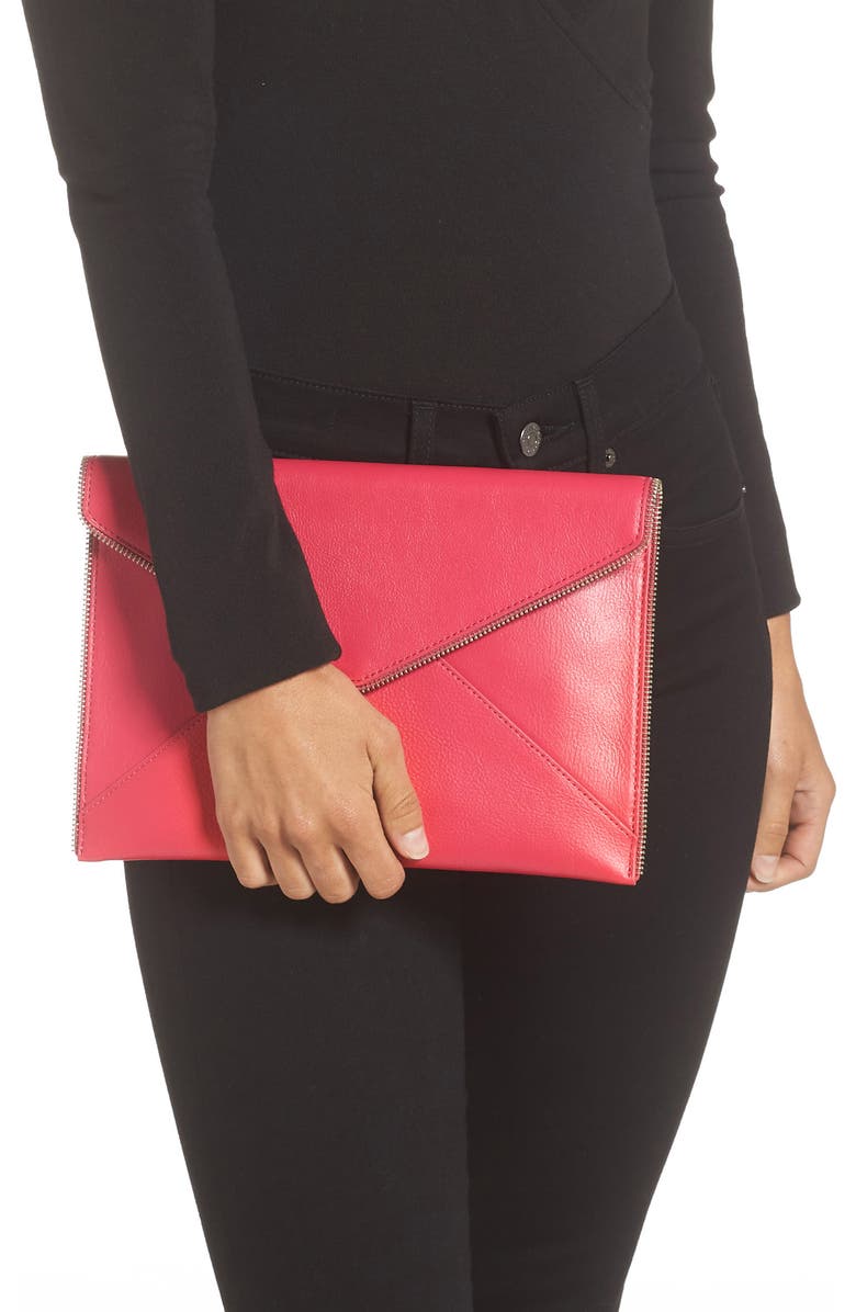 Rebecca Minkoff Leo Leather Envelope Clutch, Alternate, color,