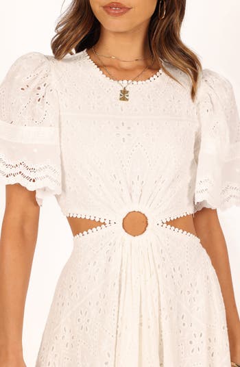 Merletto Short Sleeve Cutout Eyelet Maxi Dress