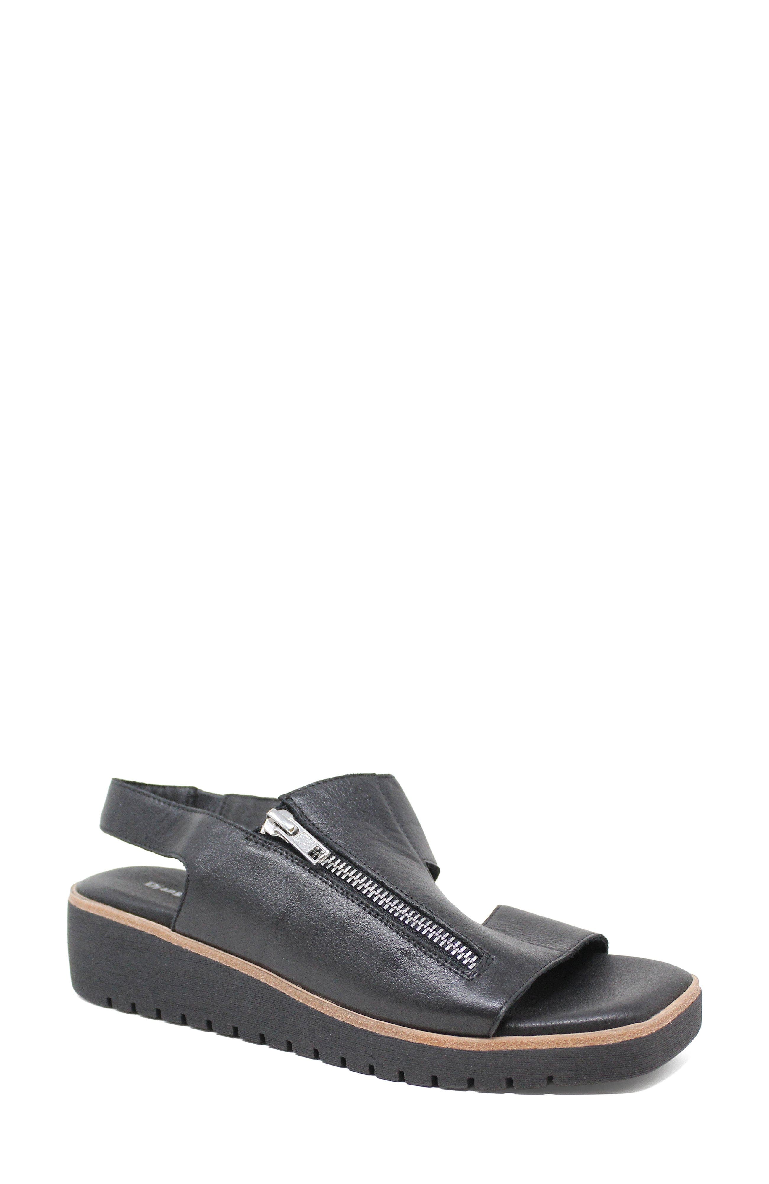 DJANGO AND JULIETTE Kemma Side Zip Sandal, Main, color, Black Leather