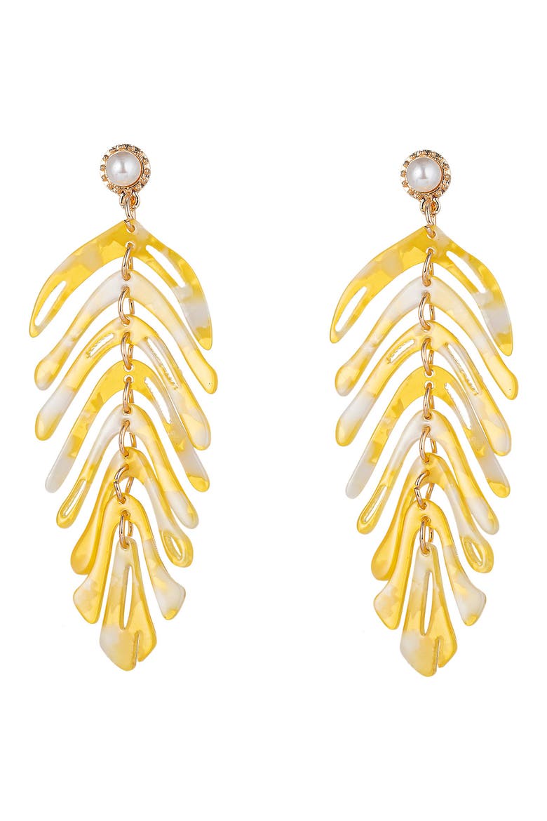 Dina Acrylic Leaf Earrings, Main, color, YELLOW