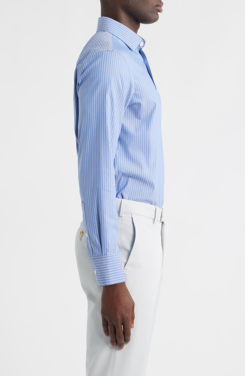 Mizzen+Main Hilton Pinstripe Cotton Blend Button-Up Shirt, Alternate, color, Cobalt Chalk Stripe