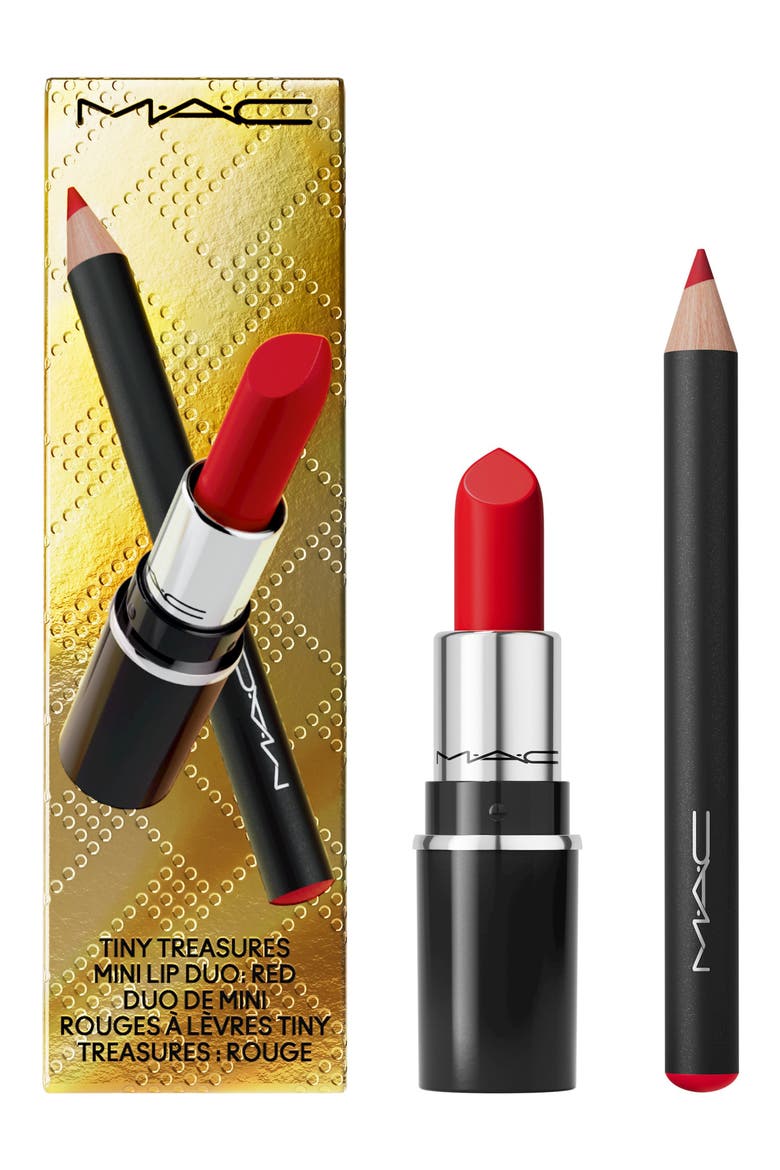 Tiny Treasures Mini Lipstick + Lip Liner Pencil Duo Gift Set $31 Value, Alternate, color, RED