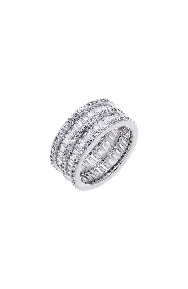 BY ADINA EDEN Wide Pavé CZ Statement Ring, Main, color, Silver