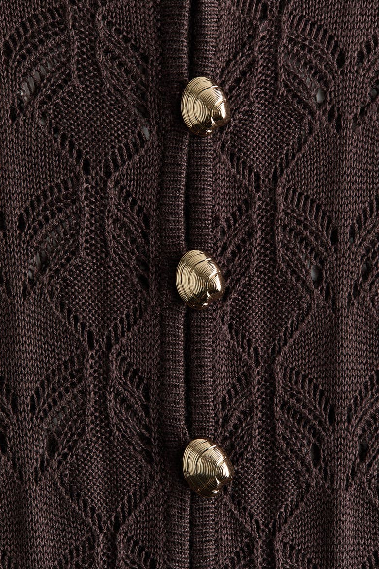 Crochet-look Button-top Dress, Alternate, color, Dark brown