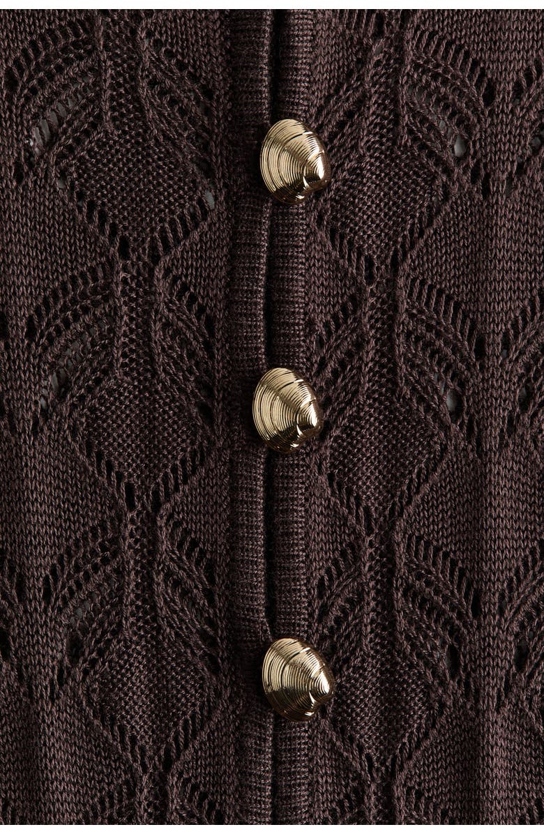 H&M Crochet-look Button-top Dress, Alternate, color, Dark Brown