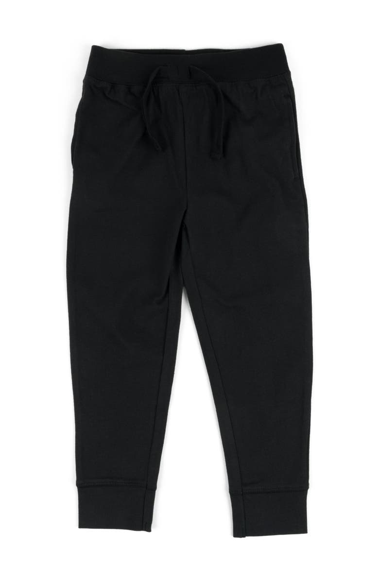 Leveret Kids 100% Cotton Lightweight Jogger Pants, Main, color, Black