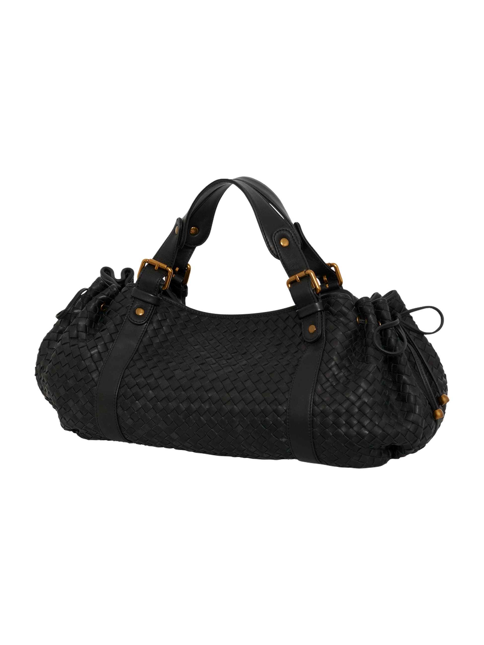 GERARD DAREL 24H Hand Braided Leather Handbag, Alternate, color, Black