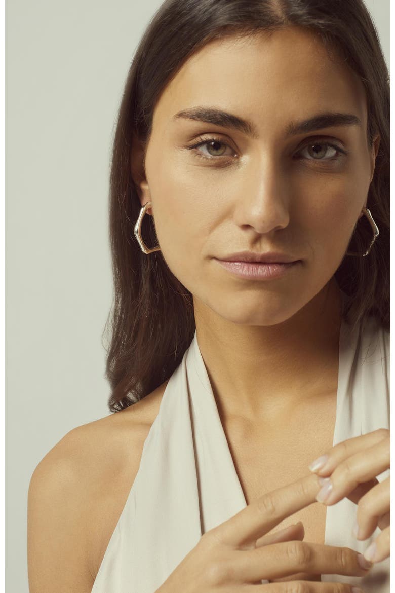 Bambú Hoop Earrings, Alternate, color, Silver