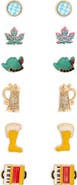 Leith Set of 6 Beer Boot Stud Earrings