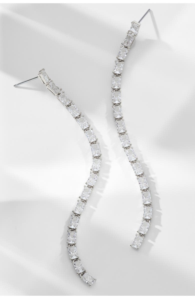 Nadri A la Carte Cubic Zirconia Linear Drop Earrings, Alternate, color, Rhodium